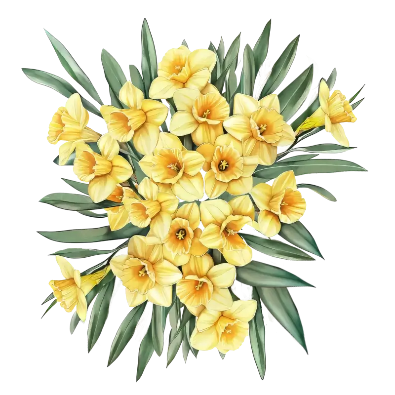Yellow Daffodil Bouquet with Green Foliage – Stunning Free Clipart!
