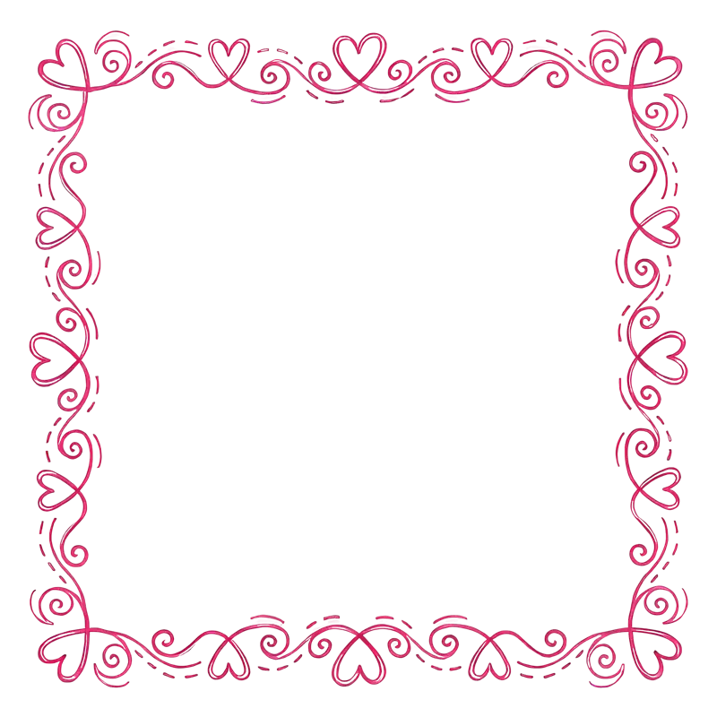 Pink Heart and Swirl Border Frame Clipart