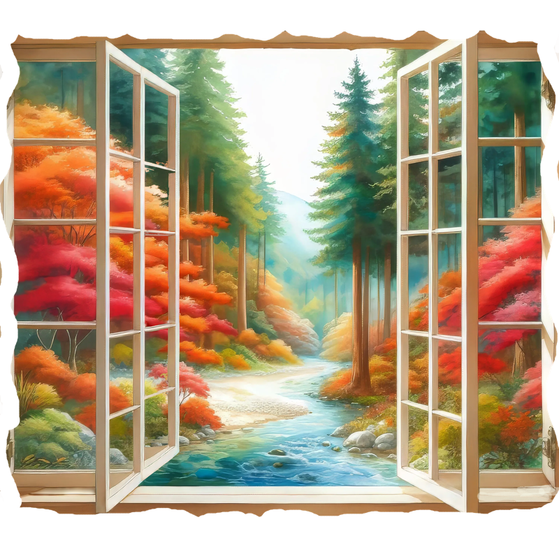 Free Clipart (Autumn Trees in Window) (PNG & SVG)