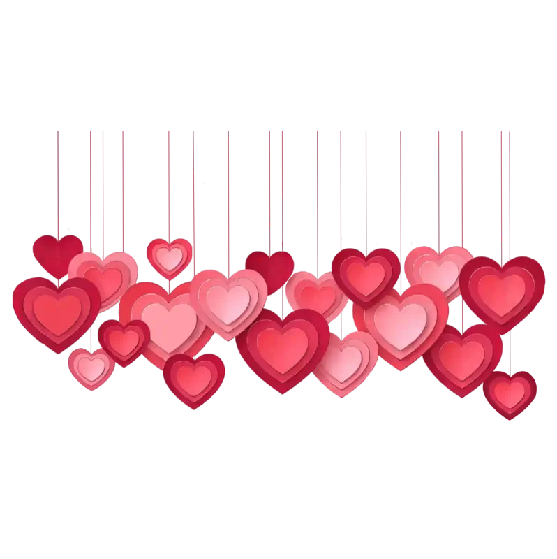 Beautiful Valentine Hanging Hearts Clip Art – Free Download (PNG & SVG)