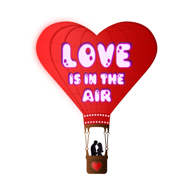 Free “Love Is In The Air” Hot Air Balloon Valentine Clipart (PNG & SVG)
